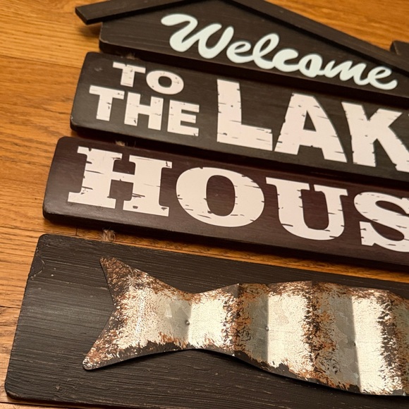 Welcome to the Lake House Wall Decor - Brown and White NEW - Picture 2 of 9